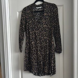 Zara Black and Tan Leopard Print Mini Dress